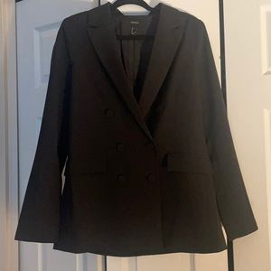 NEW Forever 21 Black Lined Blazer w/ Button Details + Pockets, Size L